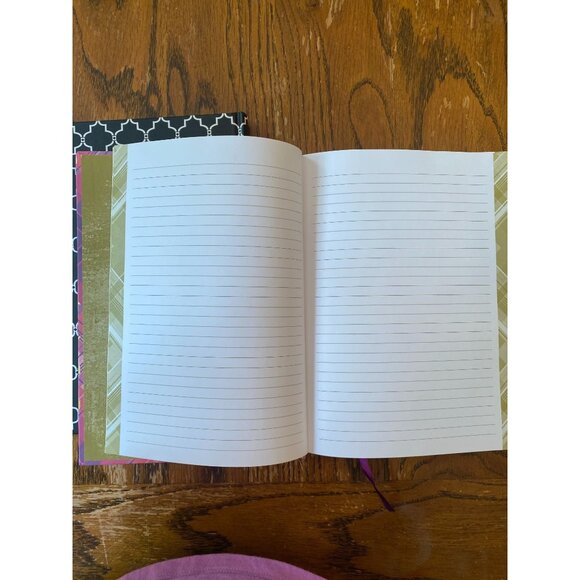 Set Of 2 Hardcover Lined Journals Pink Plaid & Black Geometric Design 8.5"x11" - Picture 4 of 5
